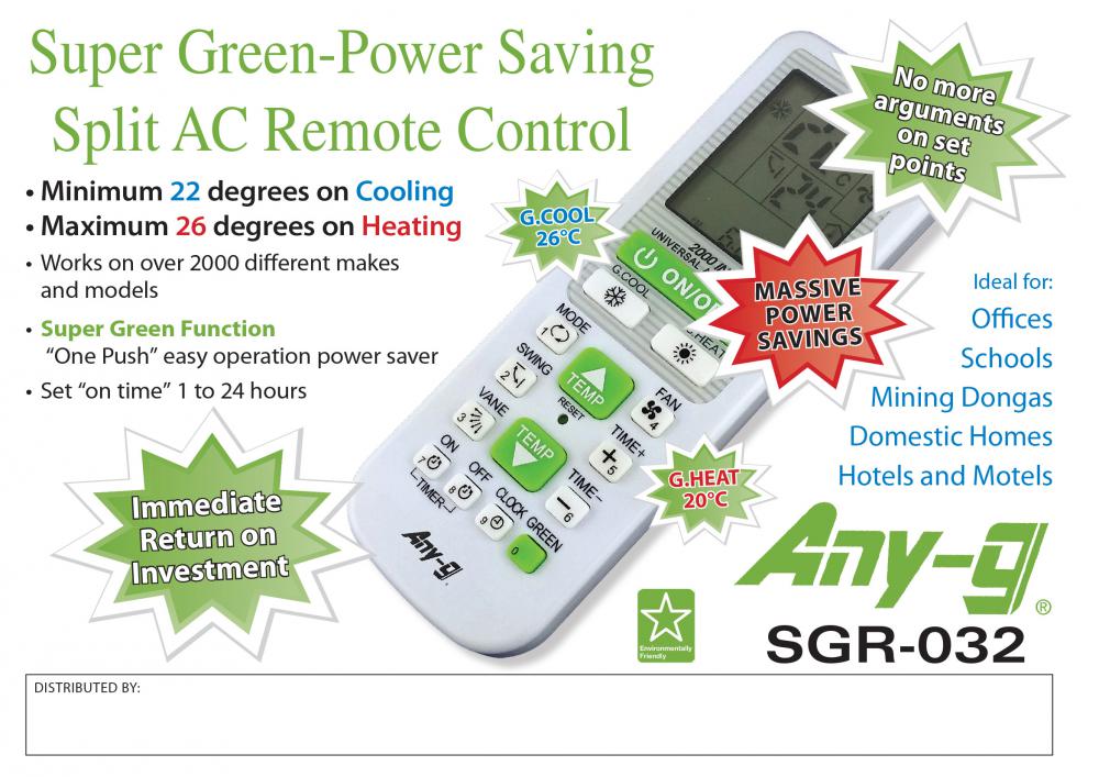 OLIRU Green Remote A4 flyer